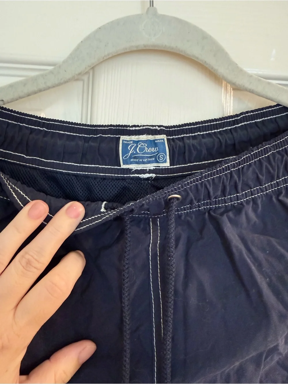 Men's Navy Swim Shorts with Contrast Stitching
